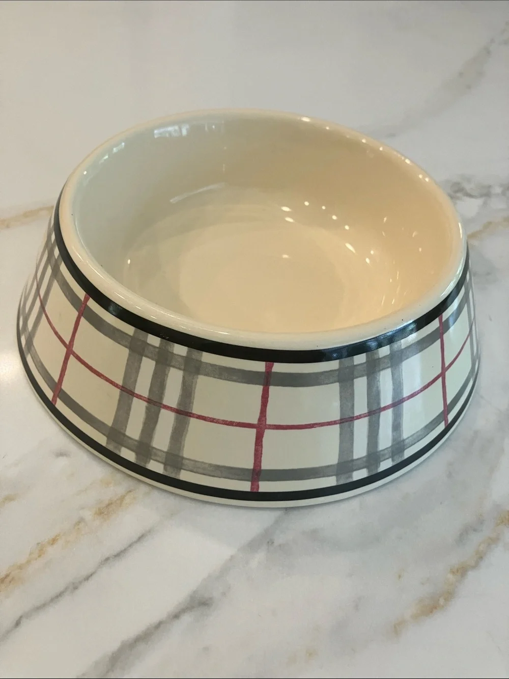 Authentic Burberry Nova Check Plaid Ceramic Pet Bowl - EUC